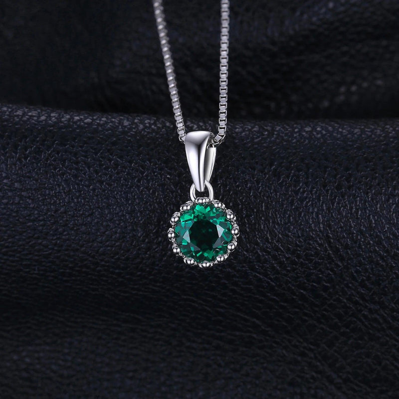 JewelryPalace Simulated Green Emerald 925 Sterling Silver Pendant Necklace for Woman Fashion Jewelry No Chain - CRAVO ROSE