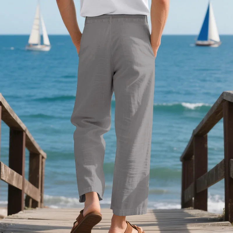 Men's Loose Casual Loose Straight Linen Naples Gurg Breathable Pants Men Clothing Trousers Traf Homme Pantalones Sweatpants