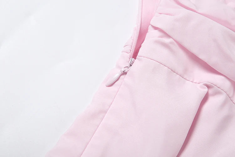 Nibber Elegant 3D Flower Decoration Dress Women Y2K Sweet Style Flare Sleeve Ruched Ribbon Vacation Fashion Summer Mini Bodycon