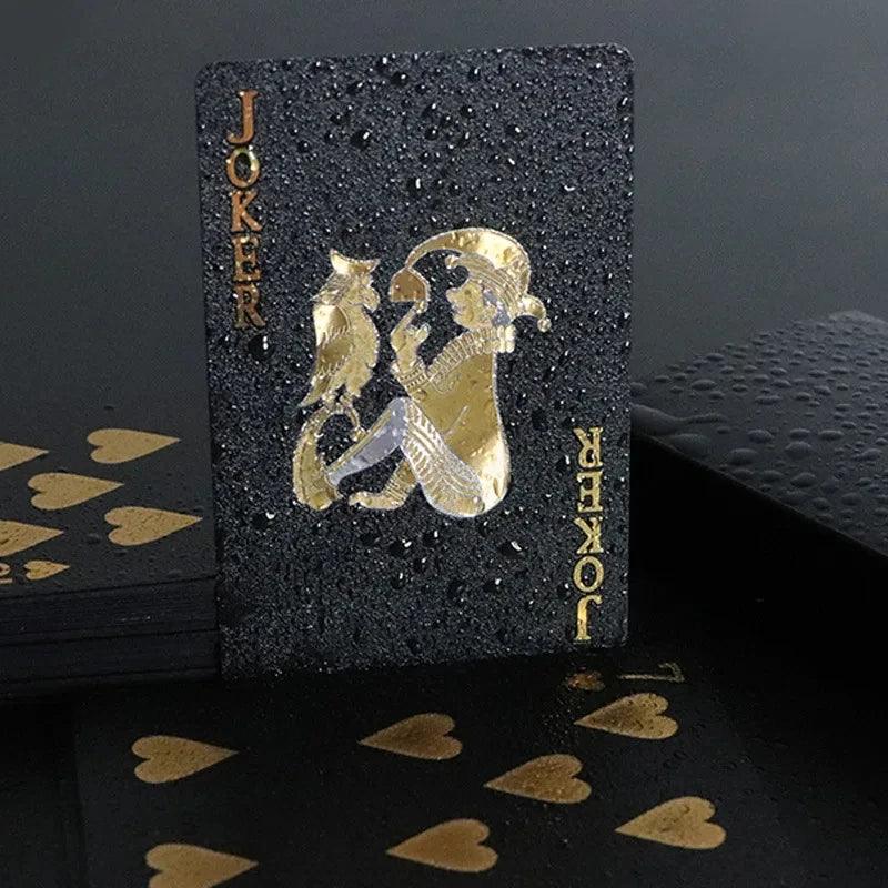 Cor Preto Ouro Jogo de Cartas Grupo de Cartas À Prova D'Água Terno de Pôquer Pacote Mágico Jogo de Tabuleiro Coleção de Presentes