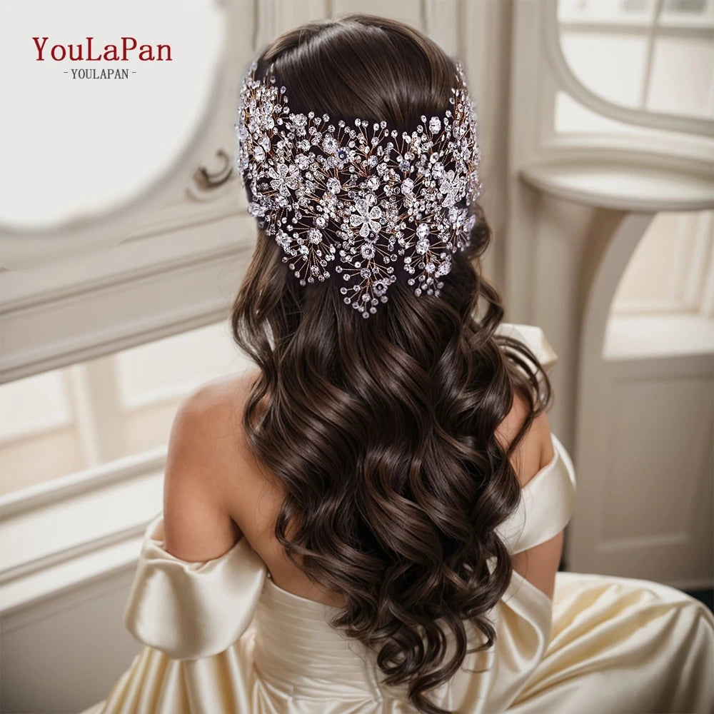 YouLaPan Bridal Crown Wedding Headband Rhinestone Brides Diadem Pageant Wedding Hair Accessories Woman Tiara and Headdress HP240