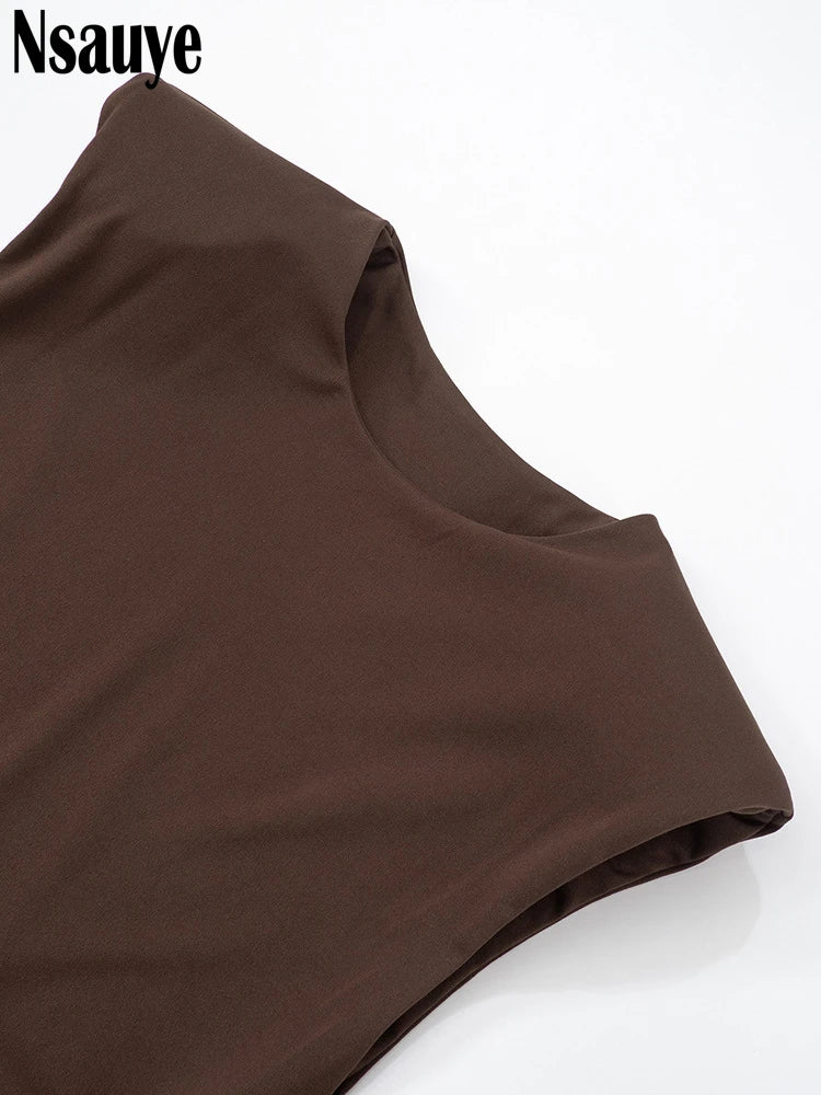 Nsauye Solid Sexy Sleeveless Maxi Dress Women Clothes Maxi Dress Bodycon Long Dresses Female Streetwear Clothing New Summer 2025
