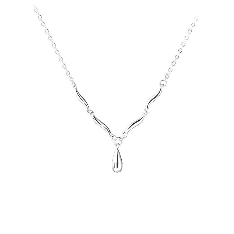 Подвеска На Шею New in Vintage Glossy Water Droplet Necklaces Light Luxury Laziness Irregular Tassel Collar Chain Fine Jewelry