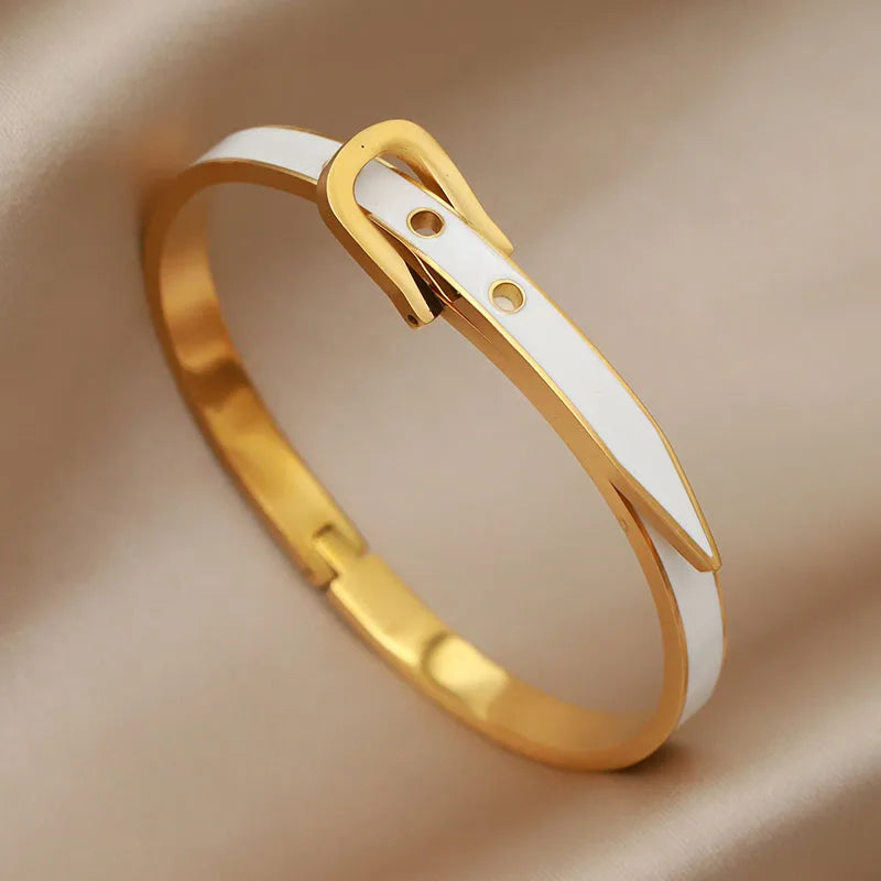 316L Stainless Steel Metal Classic Flower Bangles for Women Fashion Brand Jewelry Delicate Bowknot Bracelets Accessories