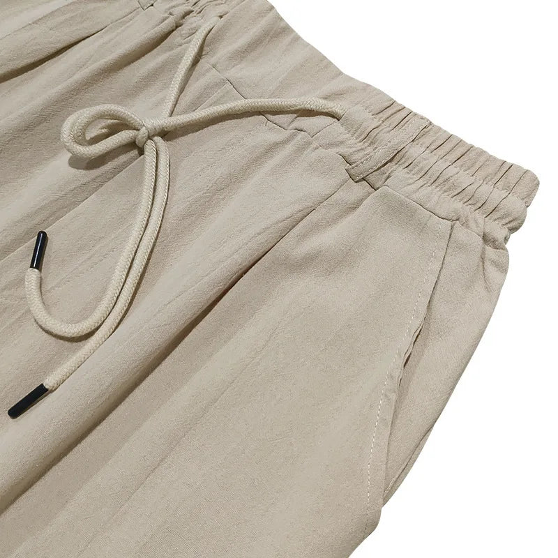 Men's Loose Casual Loose Straight Linen Naples Gurg Breathable Pants Men Clothing Trousers Traf Homme Pantalones Sweatpants