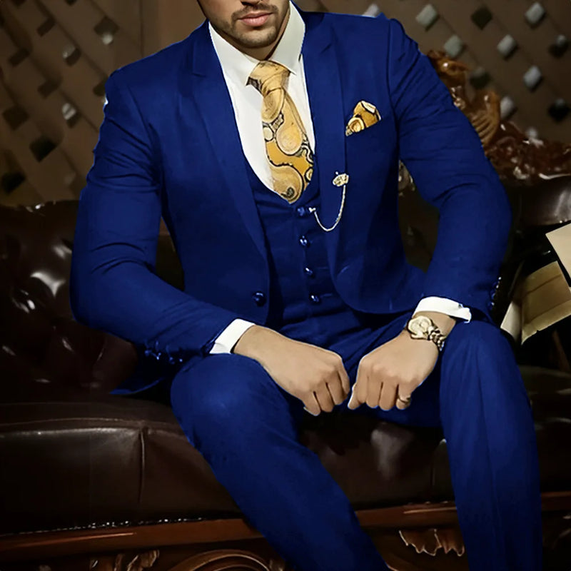 Terno masculino verde escuro bonito para trabalho, 3 peças, baile de formatura, casamento, smoking (jaqueta + calça + colete + gravata)