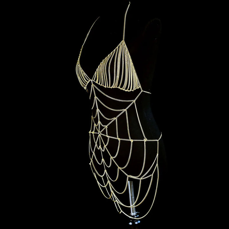 Sexy Fashion Women's Body Jewelry Punk Personality Metal Long Harness  Dress Underwear Accessories Party Festival Gift