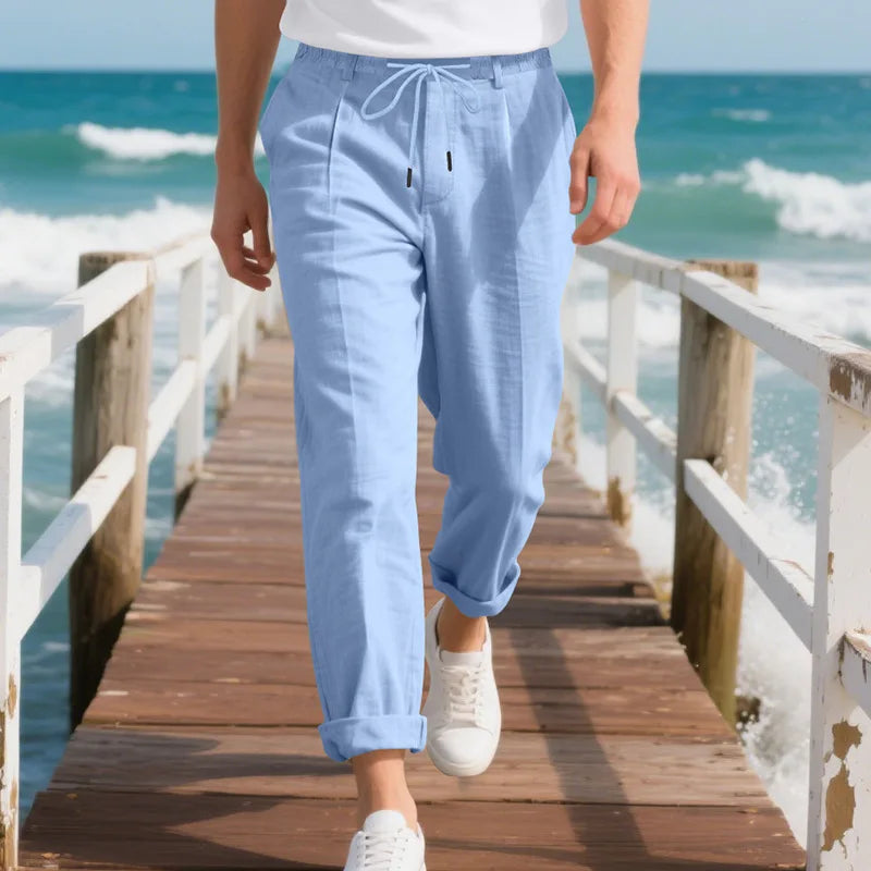 Men's Loose Casual Loose Straight Linen Naples Gurg Breathable Pants Men Clothing Trousers Traf Homme Pantalones Sweatpants