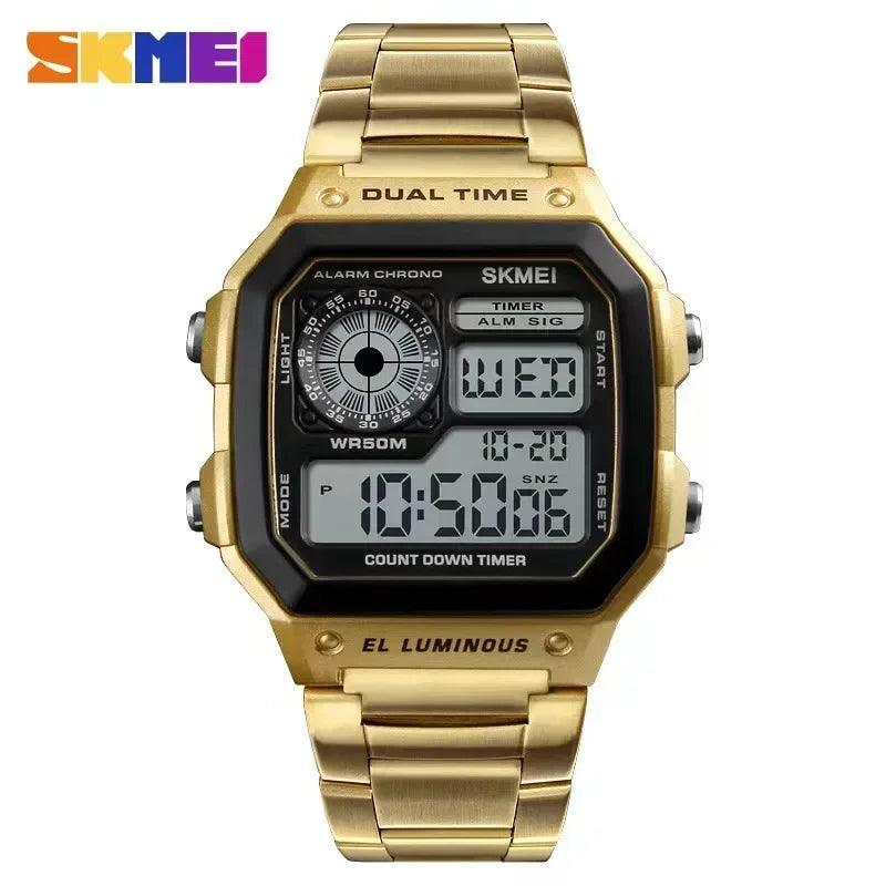 SKMEI 1335 Stainless Steel Strap Digital Watch reloj hombre Sport Watch Men 5Bar Waterproof Watches - CRAVO ROSE