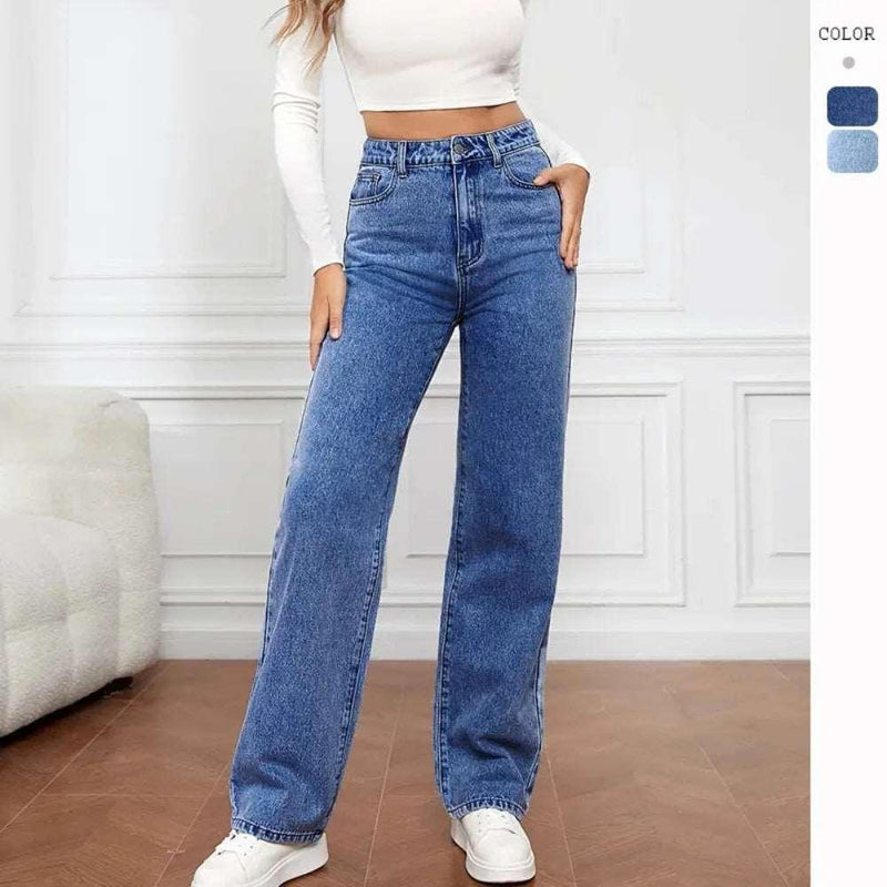 2024 Popular Elastic Washed Denim Fashion Straight Pants Jeans Women's Pants Women Jeans Baggy Jeans Women