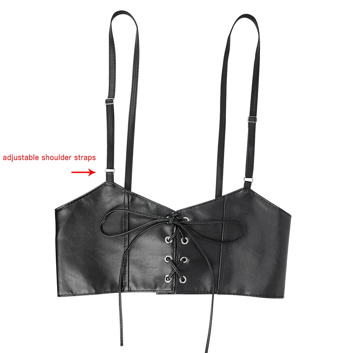 Fashionable women's leather vest with elastic waistband and shirt decoration
