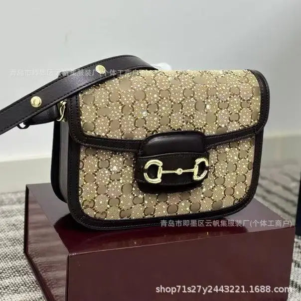 Bolsa original com diamante nas axilas Jacket1961 Bolsa de ombro único Bolsa de pão francês Bolsa Mini bolsa feminina de lona estilo retrô Han... - CRAVO ROSE