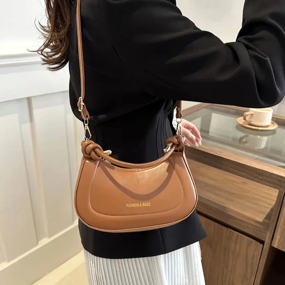 Bolsa de Luxo Francesa para Mulheres – Cor Sólida, Textura Sofisticada e Versátil (Modelo de Ombro)