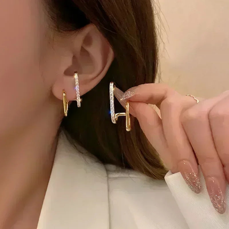 Exaggerated Irregular Lines Big Dangle Earrings for Women Minimalist Asymmetric Twisted Personalized Accessories Fashion Jewelry