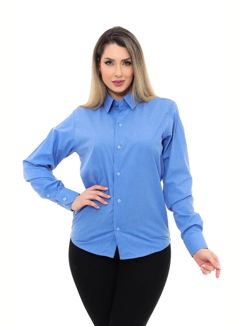 Blue Linen Type Premium Women's Social Shirt