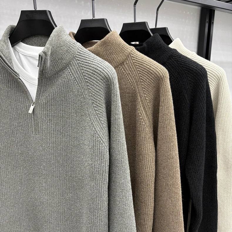 Men's Sweater Half Zipper Winter Thick Korean Edition Casual Loose Stand Up Collar Undercover