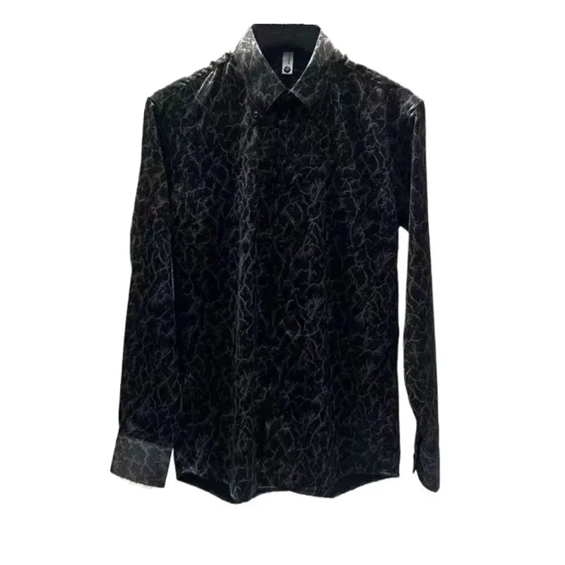 Camisas jacquard vintage de luxo, manga comprida de alta qualidade, slim fit, smoking casual, camisas sociais para casamento, tamanho 4XL-M