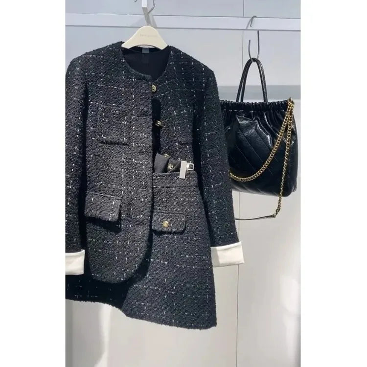 Korean Style Autumn Winter New Ladylike Outerwear Skirt Set Women's Fashion Two-Piece Suit Casual Style Versatile Audience