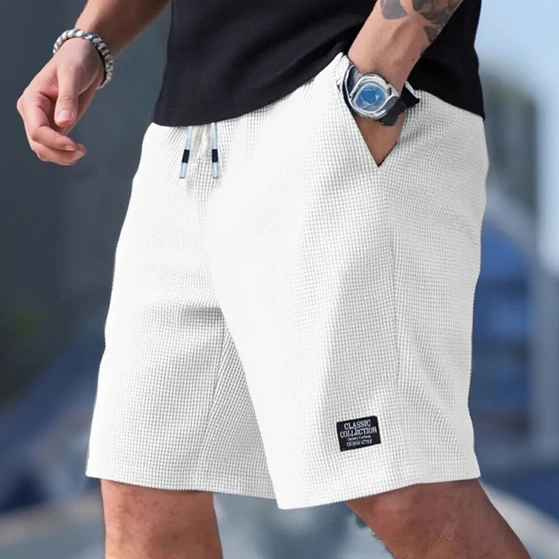 Shorts masculinos, calças casuais masculinas, shorts de praia masculinos, shorts esportivos masculinos, novo tecido texturizado elegante, calças respiráveis, adequados para uso casual diário e esportes - CRAVO ROSE