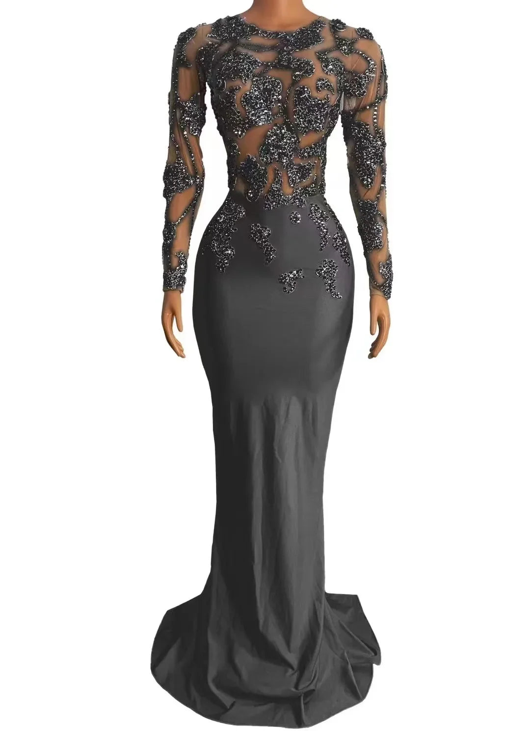 Women Dance Performance Outfit Evening Birthday Celebrate Photo Shoot Dress Sexy Stage Rhinestones Transparent Long Dress