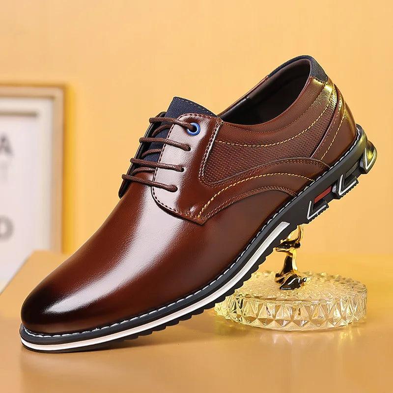 Retro Men Business Shoes Brand Leather Shoes Fashion Casual Shoes for Men Office Brown Breathable Loafers Comfortable Men'shoes - CRAVO ROSE