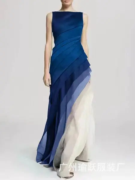 2025 Gauze Skirt Dress Solid Color Black Temperament Dress Skirt European and American
