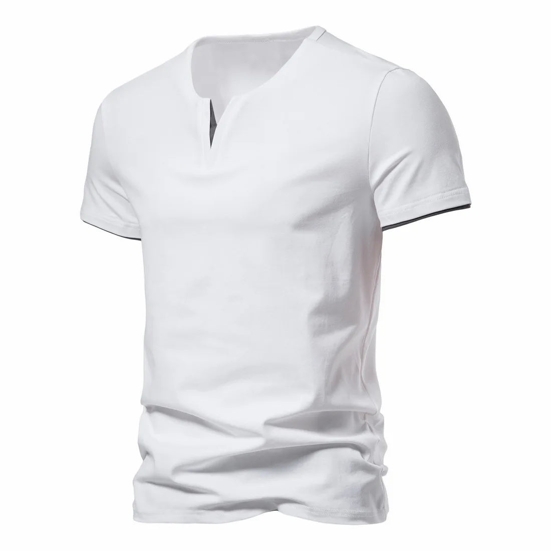 Mens Short Sleeve Henley Shirts Casual Cotton Slim Fit Basic Summer V Neck T-Shirt