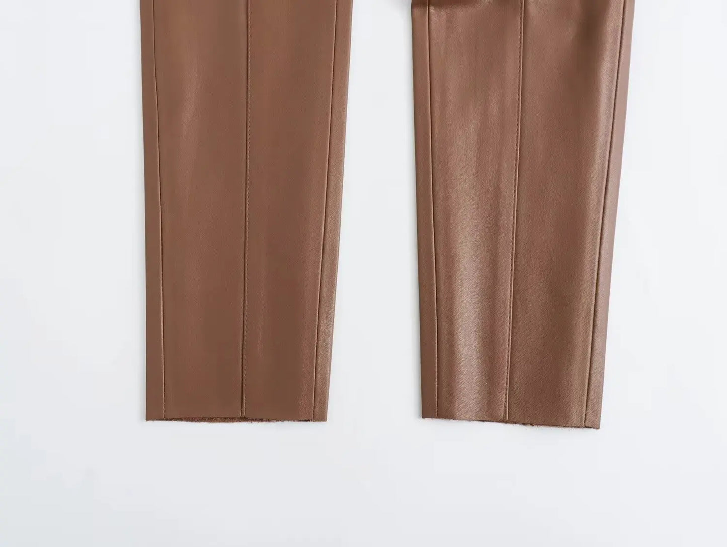 HH 2024 Women's Faux Leather Pants High Waist Straight Leg Trousers Fashion Female Streetwear Stylish Stretch Pencil Pants