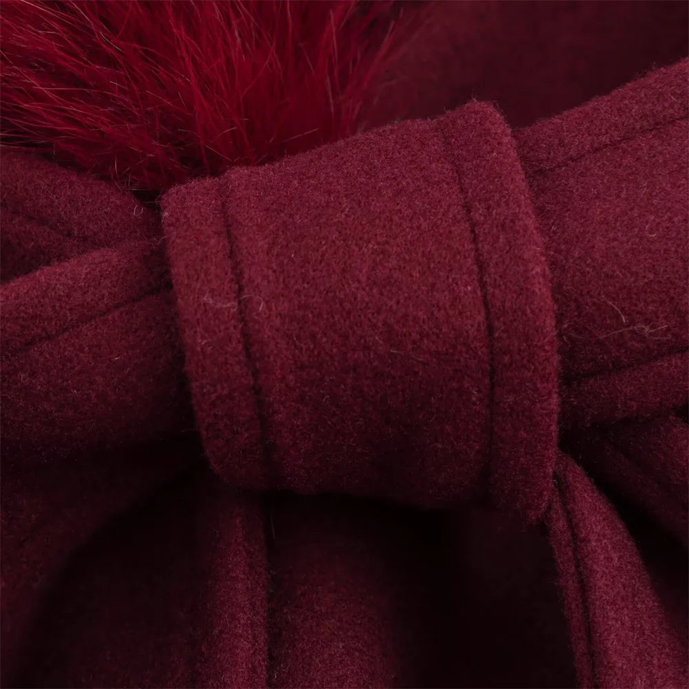 women's lapel single breasted fur collar coat jacket belt decoration autumn and winter new women's clothing