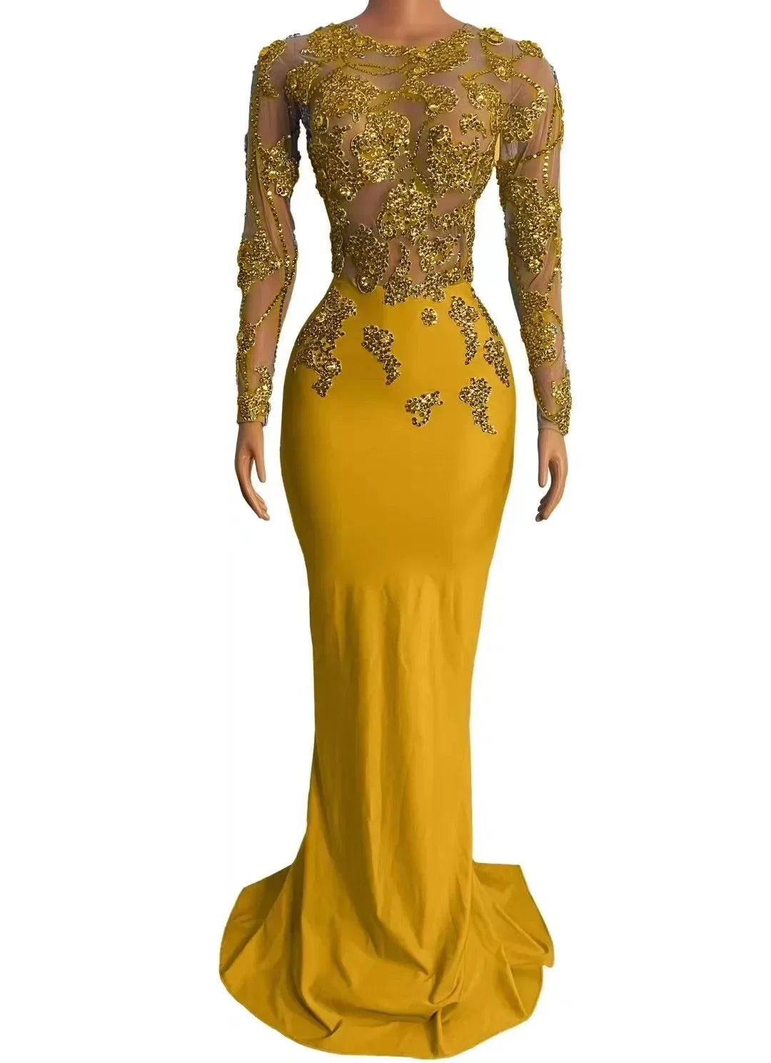 Women Dance Performance Outfit Evening Birthday Celebrate Photo Shoot Dress Sexy Stage Rhinestones Transparent Long Dress