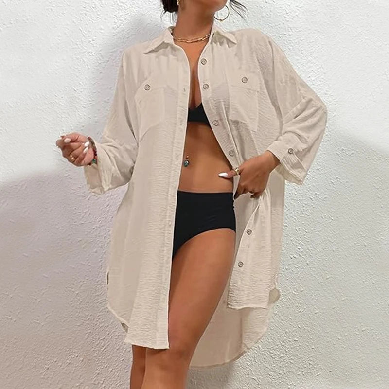 Blusa de maiô moderna feminina, camisa com botões e vestido top