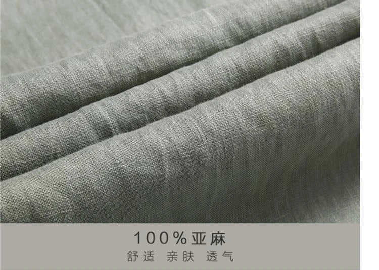 Solid Color Linen Pants Men's Loose Cotton Linen Casual 9 Points Pants Spring Summer Home Straight Soft Comfortable Trousers