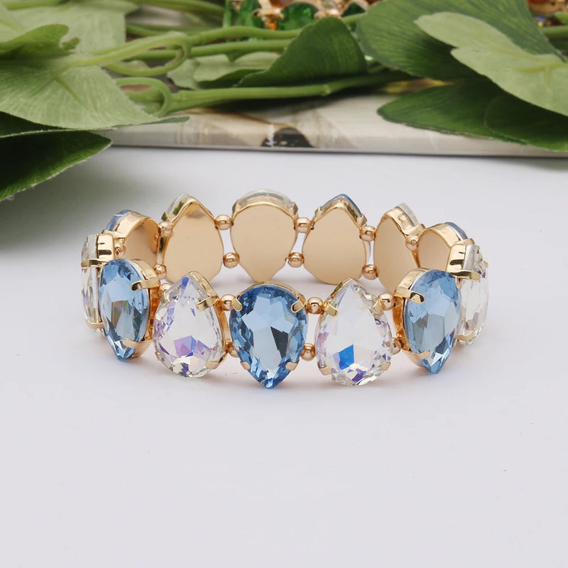 Bohemian Colorful Glass Bracelets For Woman European American Exaggeration Spring Rhinestone Bangle Madera Rhinestone Pulseira
