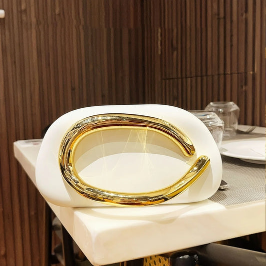 Gold Metal Closure Box Clutch Bag Women Evening Wedding Party Cute Purse Bag Handbag Dark Red Beige 2025 Spring New Fashion Chic - CRAVO ROSE