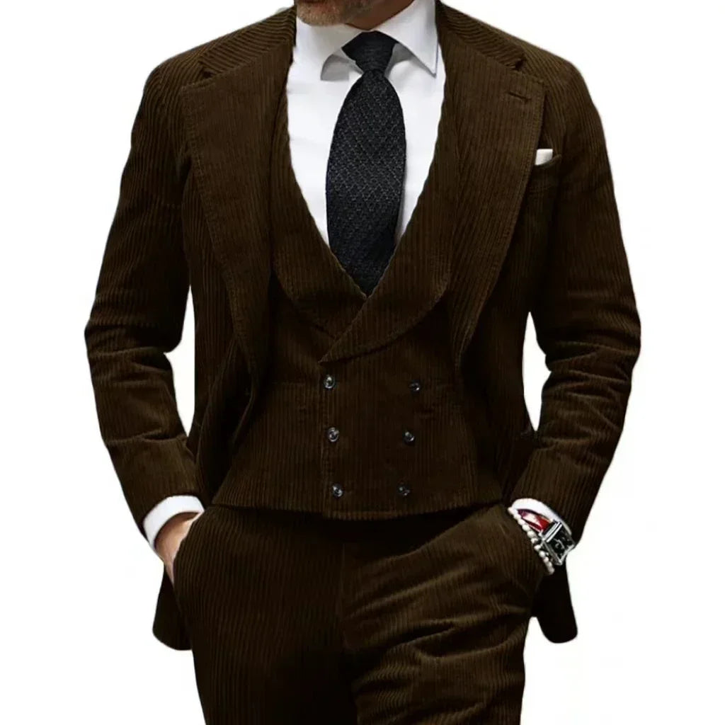 Velveteen-Men's Warm Velvet Suit, 3-Piece Set, Men's Clothing, Perfect for the Season