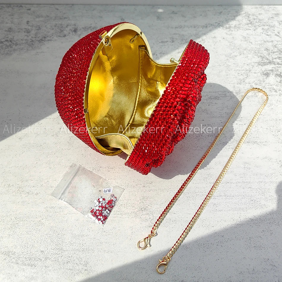 Alizekerr rosa em forma de diamante sacos de noite boutique feminino lindo strass flor bolsas embreagem e bolsas festa casamento - CRAVO ROSE