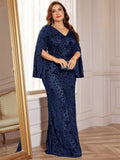 XUIBOL Plus Size Luxury Green Evening Dresses Women 2025 Long Sleeve Mermaid Formal Sequins Prom Wedding Party Cocktail Gowns