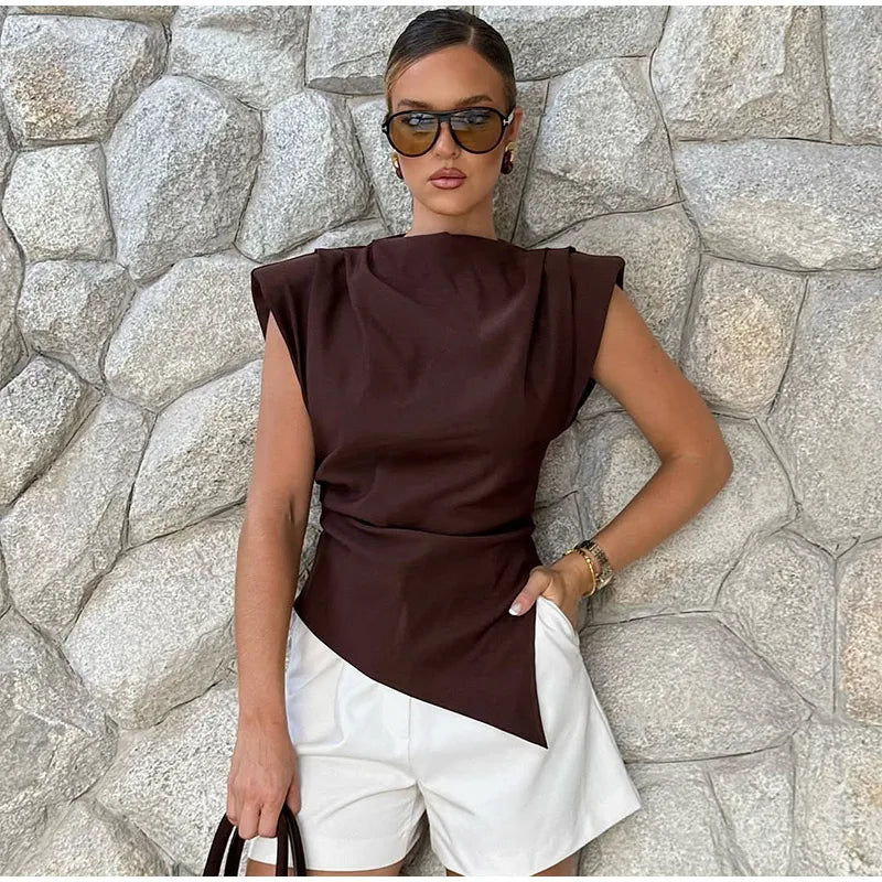 Vestido longo elegante com decote redondo e manga curta, moda feminina, liso, plissado, gaze, patchwork, 2025, novo, para escritório