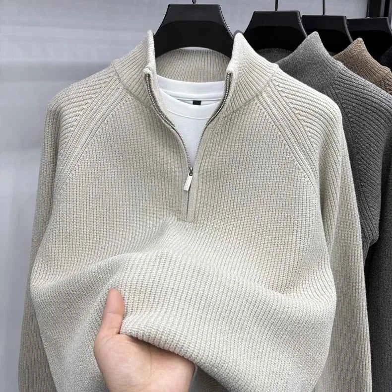Men's Sweater Half Zipper Winter Thick Korean Edition Casual Loose Stand Up Collar Undercover