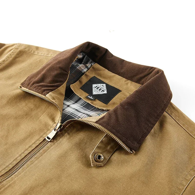 LIBIELIY   TRAF 2025 Spring And Autumn Men's Wash Jacket Comfortable Multi-Pocket Cotton Stand Collar Cargo Jacket Men's