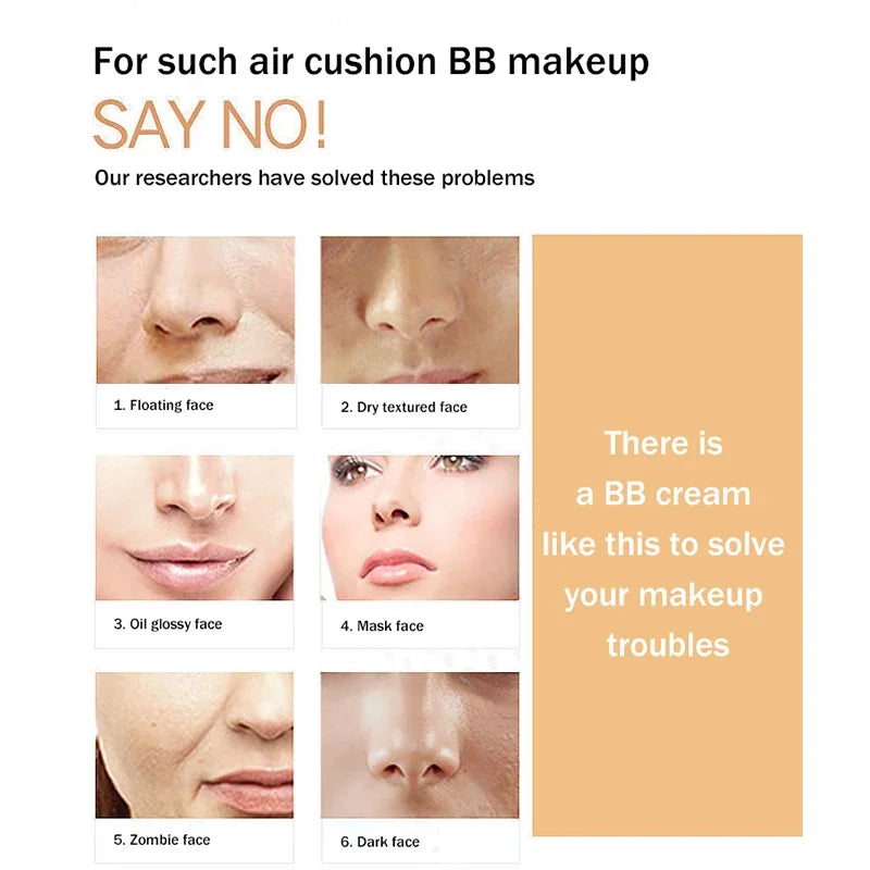 Air Cushion BB Cream Borboleta Pó Puff Base Hidratante Corretivo Clareador Controle de Oleosidade Maquiagem À Prova D'água Cosméticos