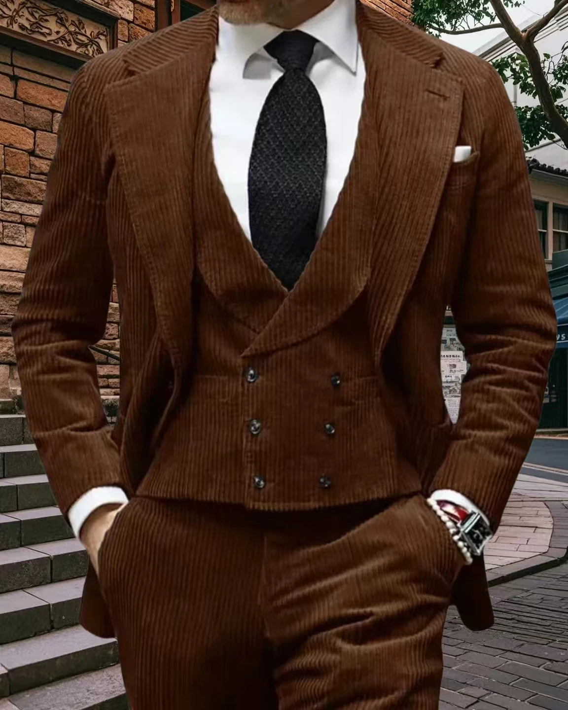Velveteen-Men's Warm Velvet Suit, 3-Piece Set, Men's Clothing, Perfect for the Season