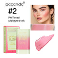 Paleta de blush 3 em 1 com mudança de temperatura para lábios e bochechas, bastão de blush com mudança de temperatura para produtos de maquiagem, paleta de cosméticos em bastão para rosto