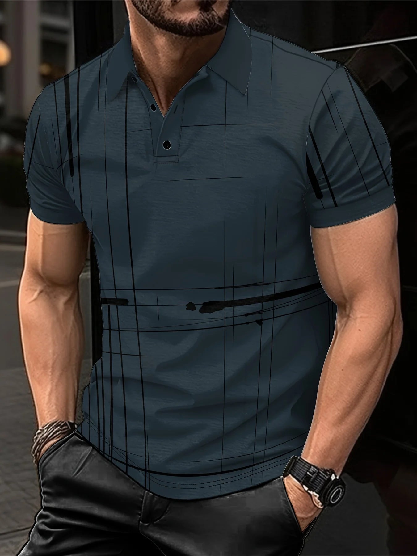 Men Clothes Summer Fashion Short Sleeve Sport Lapel Tops Polo Shirt Men Casual 3D Digital Print Button Polo Shirt Tops