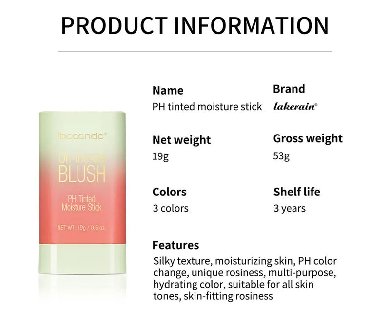 Paleta de blush 3 em 1 com mudança de temperatura para lábios e bochechas, bastão de blush com mudança de temperatura para produtos de maquiagem, paleta de cosméticos em bastão para rosto