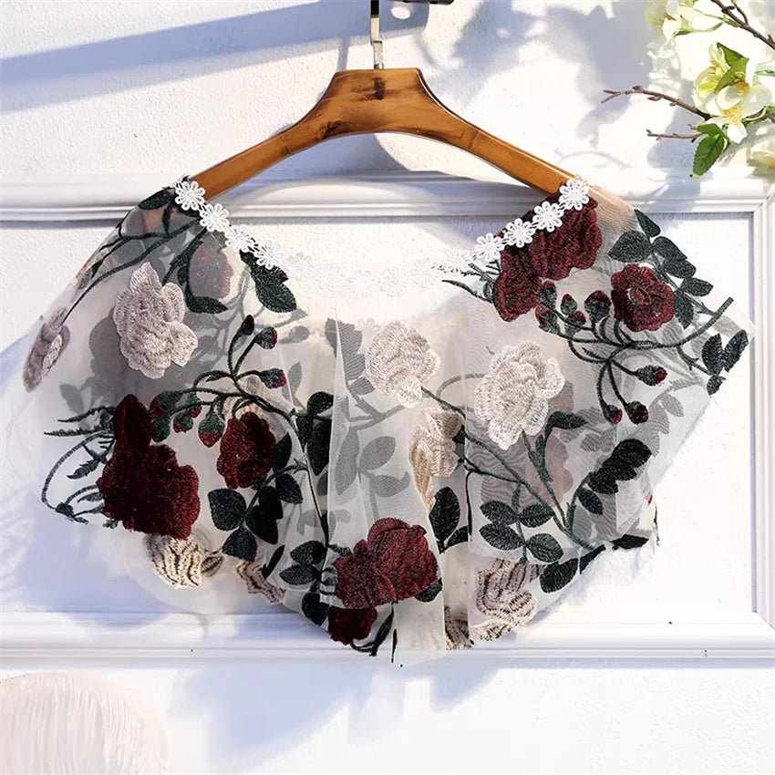 Capas elegantes femininas bordadas xale, capa solta, renda, bolero, acessórios, casacos, blusas de festa para meninas, pulôveres WZ2389