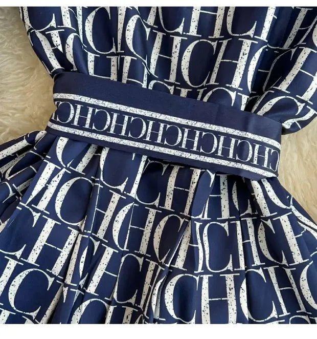 Elegant Retro Long Sleeve Print Shirt Dress Slimming A-Line High Waist Spring Autumn Korean Style Women's City Commute Dress