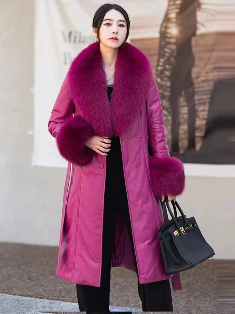 Luxury 2025 Real Fox Fur Collar And Cuffs Set for Women Winter Neck Warmer Fashion Scarf ShawlS Wrap Combo Large Size Furry Fur