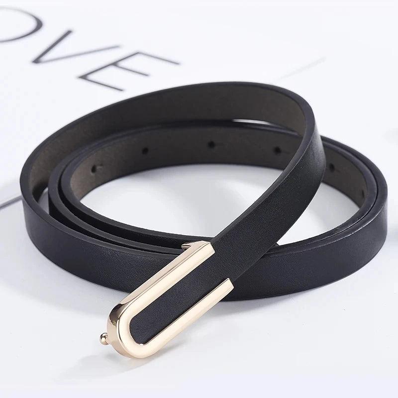 Women's Belt Fashion U-shaped Snap Button Thin Belt Versatile in All Seasons and Simple Youth Belt Paired with Jeans Women Belt - CRAVO ROSE