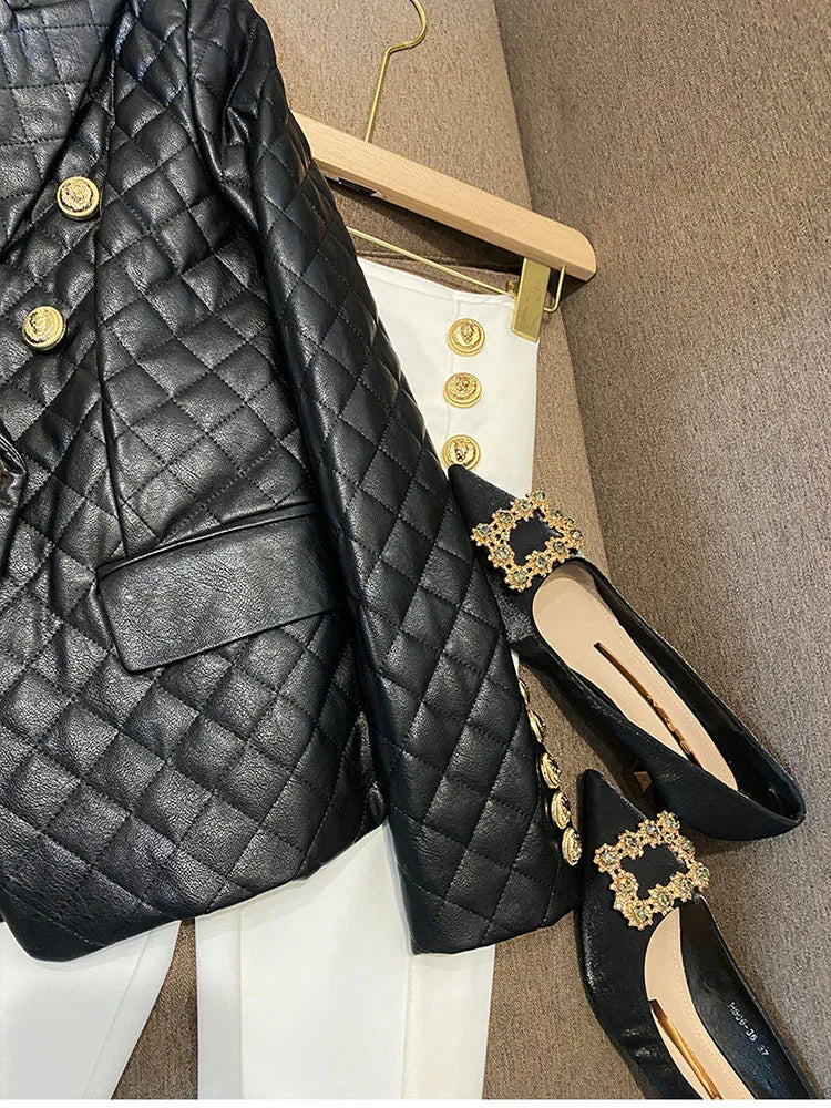 High-end Black Elegant Suit Jacket Ladies Casual Double Breasted Fashion Women's Blazer 2023 Office Work Casual Female Outerwear